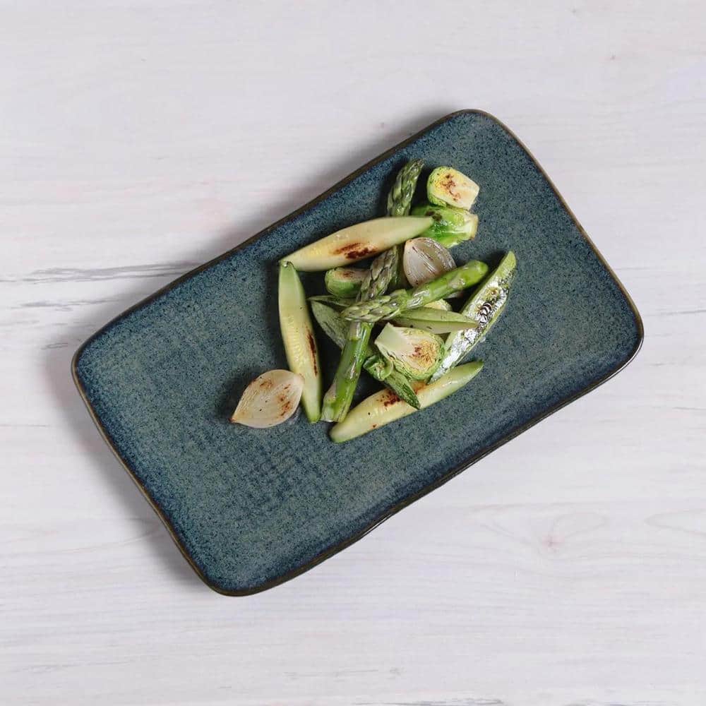 10.63 in. Oceano Dark Blue Stoneware Rectangular Platter Medium Juta (Set of 4) - Hercitys