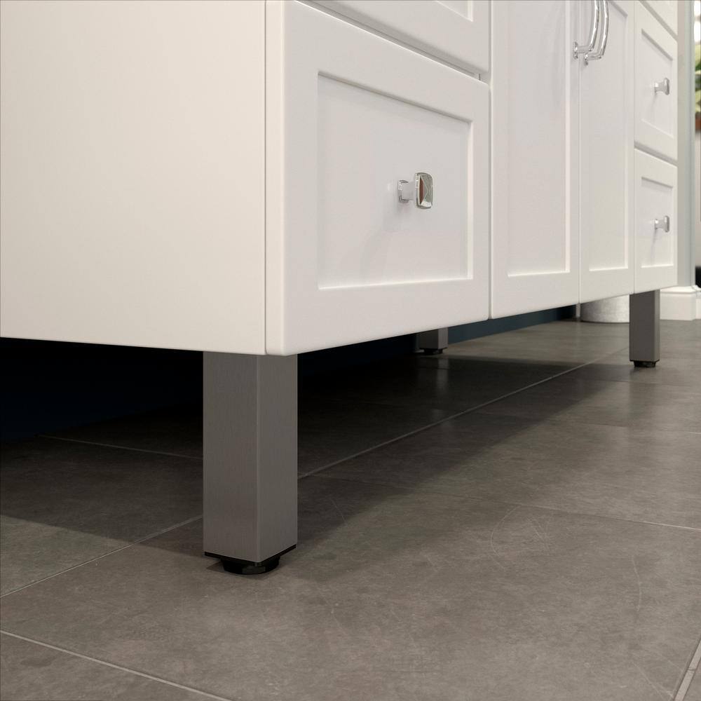 (4-Pack) 5 15/16 in. (150 mm) Stainless Steel Metal Square Furniture Leg with Leveling Glide - Hercitys