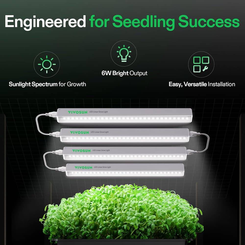 1 ft. 6W/Bar 5000K T5 Linear LED Grow Light, Full Spectrum, ‎Cool White (8-Pack) - Hercitys