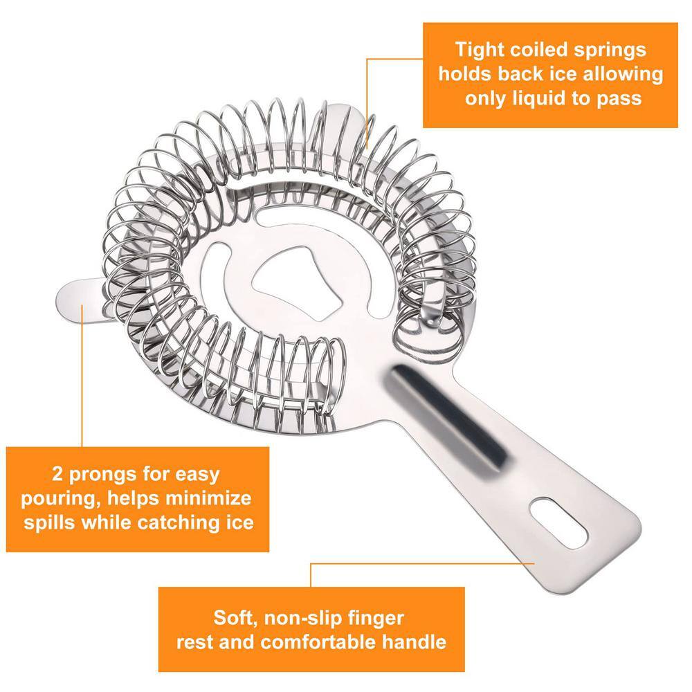 16-Piece Silver Stainless Steel Bar Strainers, Bartender Strainers, Cocktail Strainers, Drink Strainers - Hercitys