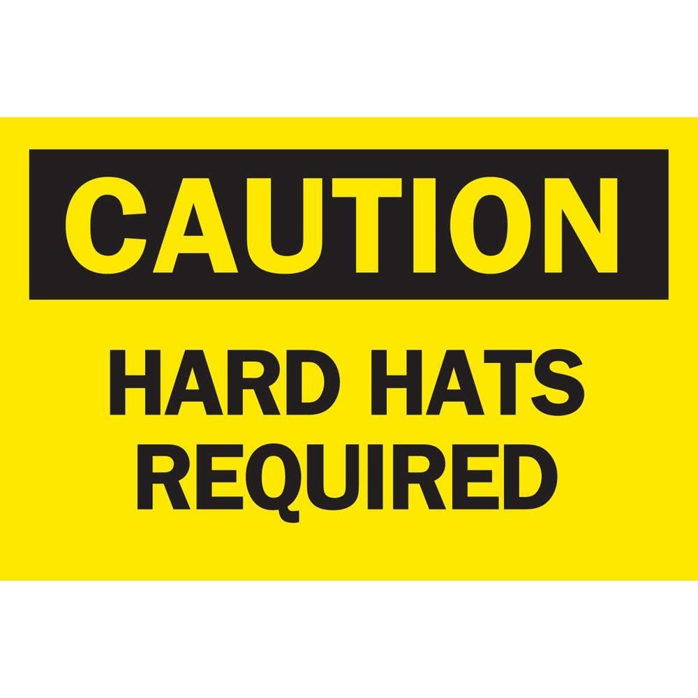 10 in. x 14 in. Plastic Caution Hard Hats Required OSHA Safety Sign - Hercitys