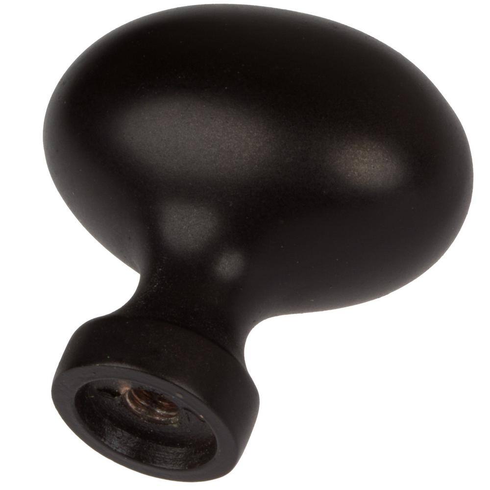 1-1/8 in. Dia Matte Black Classic Oval Cabinet Knob (10-Pack) - Hercitys