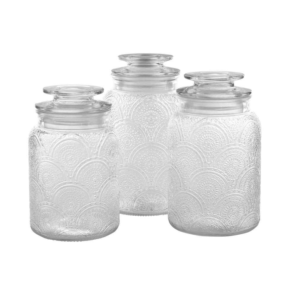 3-Piece Glass Cansiter Set in Small Medum and Large - Hercitys