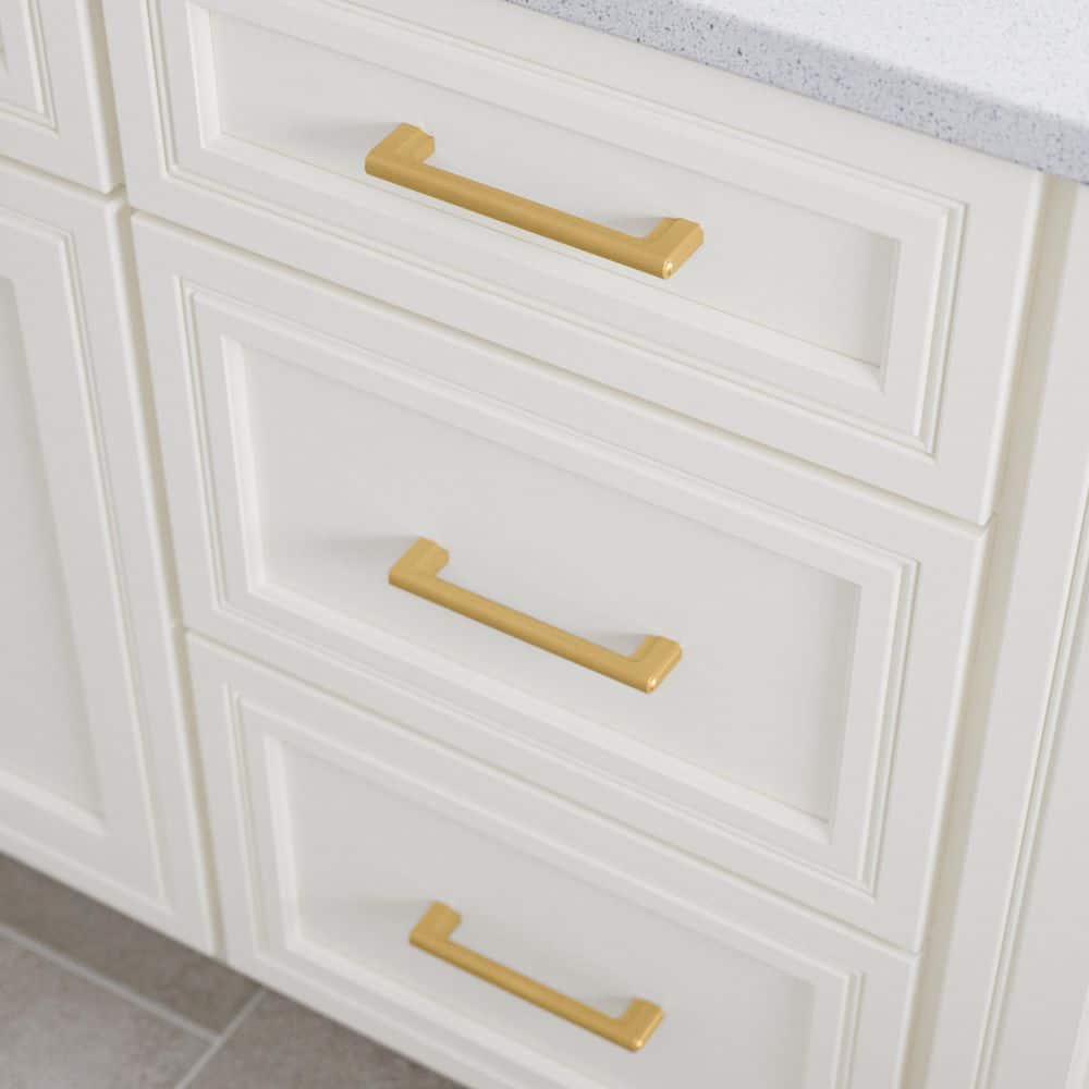 (10-Pack) Scalloped 5-1/16 in. (128 mm) Modern Brushed Gold Bar Cabinet Handle Drawer Pulls - Hercitys