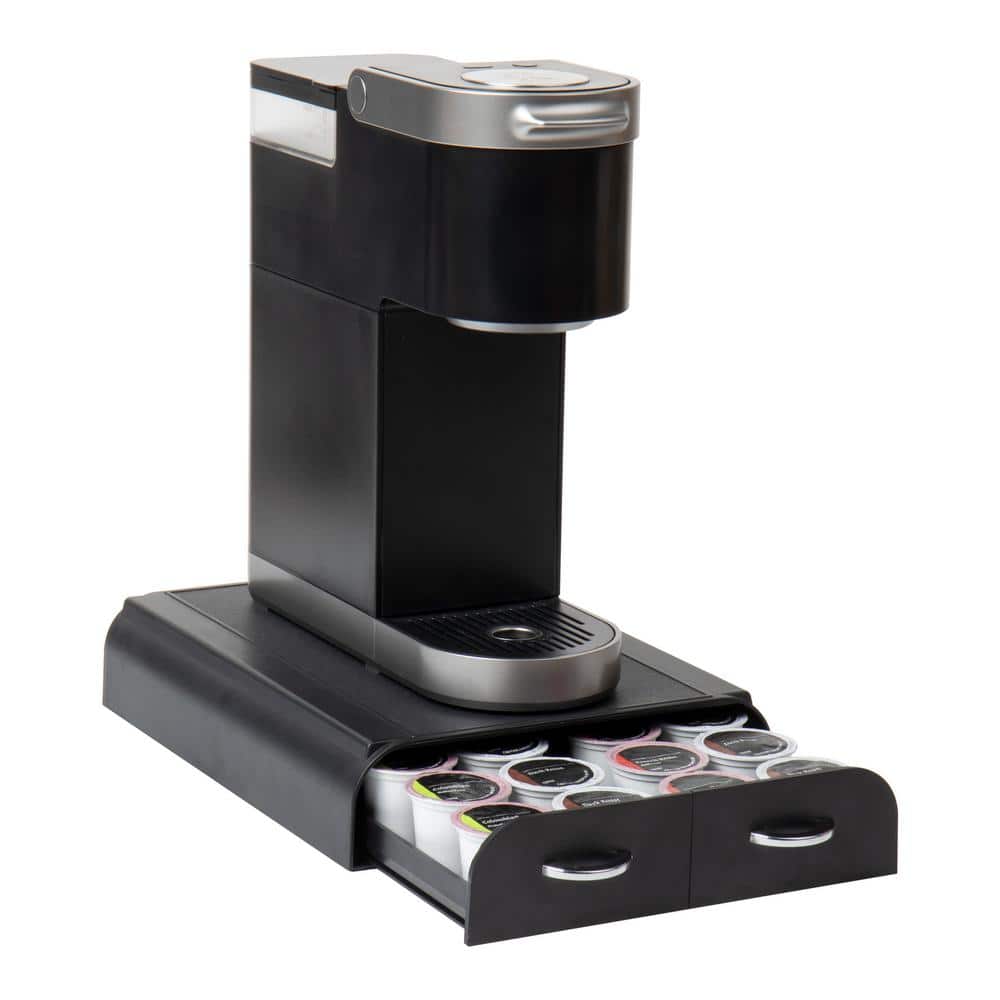 2 Drawers Single Serve Pod Organizer Keurig Mini Compatible 9.5 in. L x 12.25 in. W x 2.5 in. H, Black - Hercitys