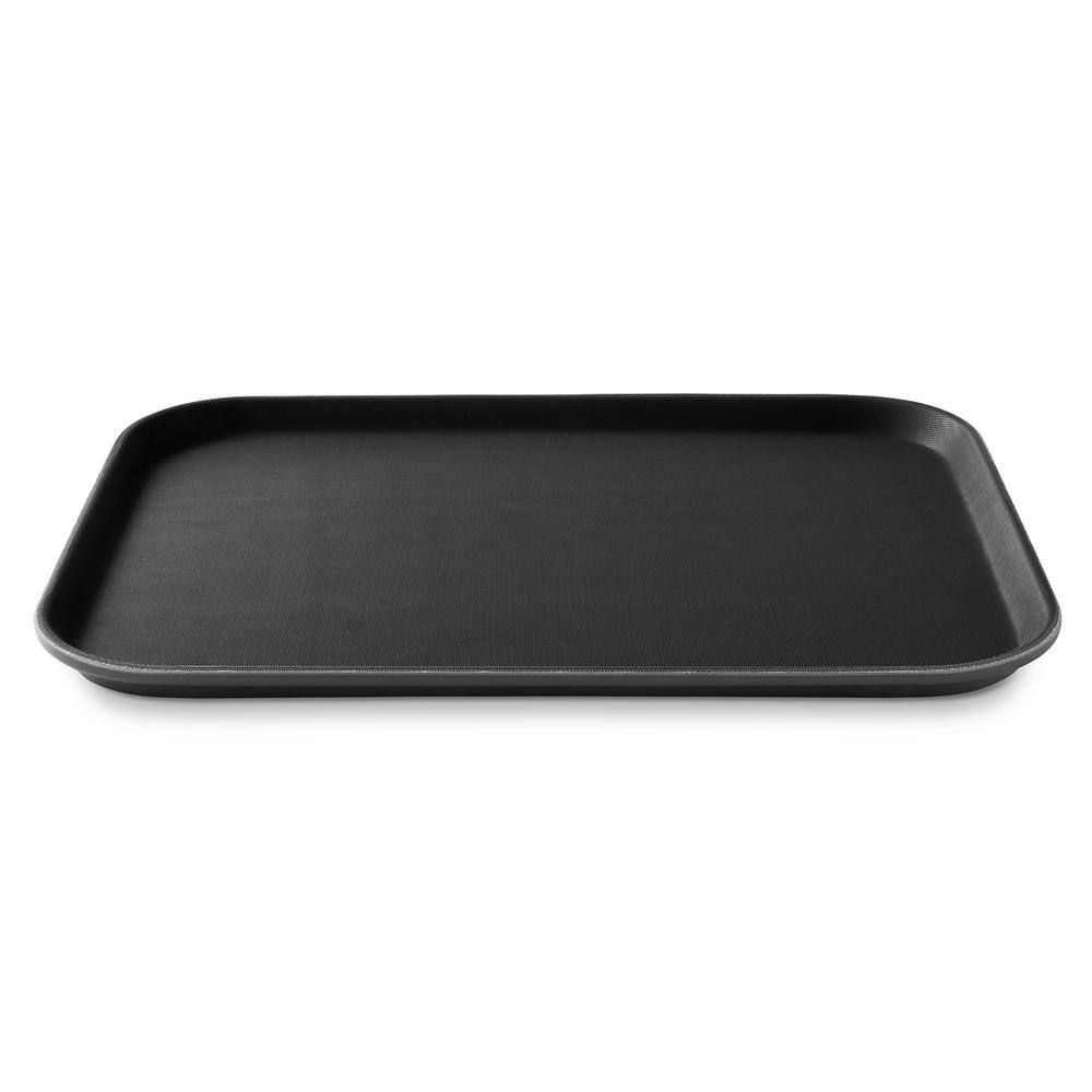 14 in. x 18 in. x .75 in. Rectangular Plastic Non-Slip Serving Trays, Black – NSF Food Service (Set of 4) - Hercitys
