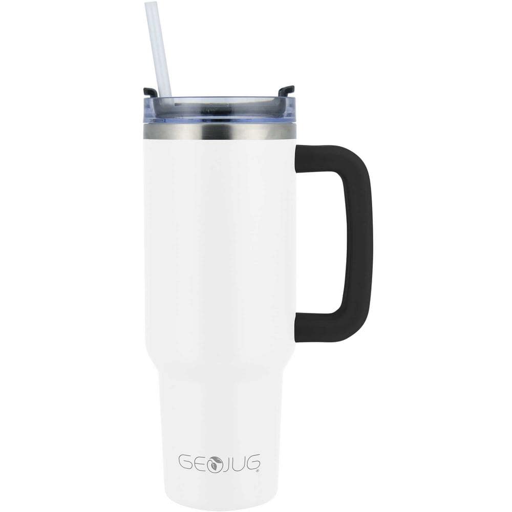 40 Oz. Insulated Cream Stainless Steel Tumbler with Lid and Straw - Hercitys