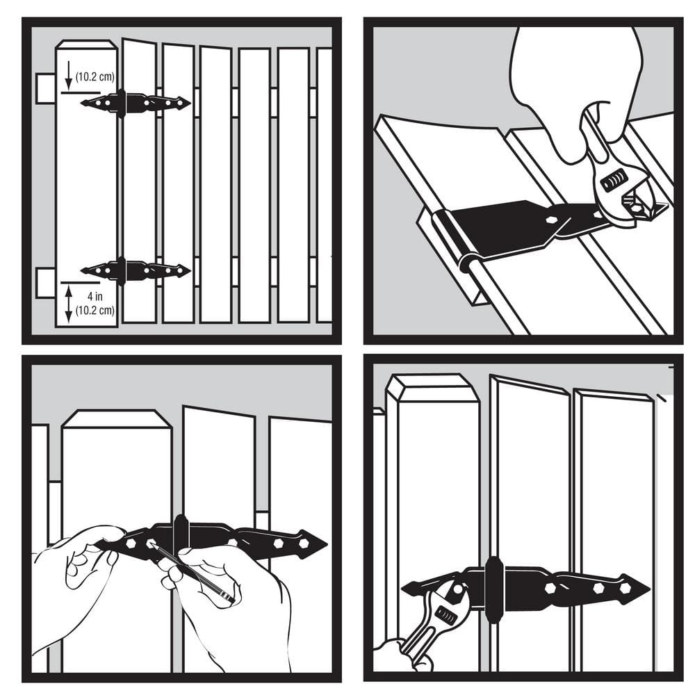 (2-Pack) 8 in. Black Heavy Duty Strap Hinge - Hercitys