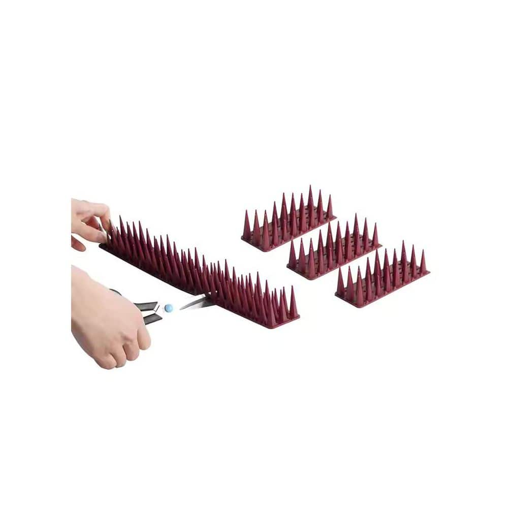 16.9 Brown Plastic Deterrent Fence Spikes, Keeps a Pigeon Away, Off Spikes Strips Bird Repeller (12-Pack) - Hercitys