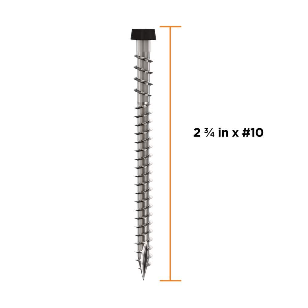 #10 2-3/4 in. Black Star Drive Trim Head Composite Deck Screw (350-Count) - Hercitys