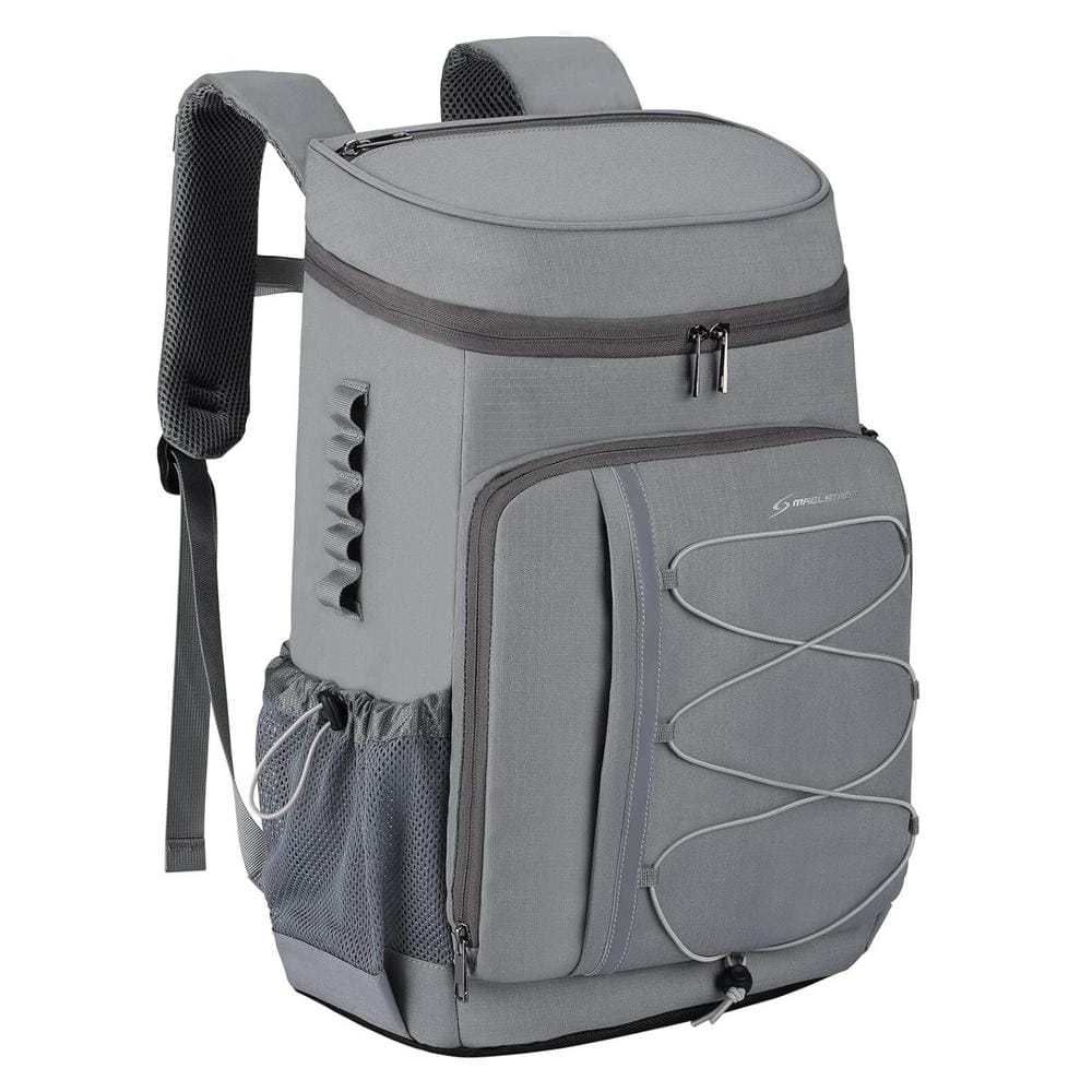 33 .81 qt. 35-Can Lightweight Backpack Leakproof Insulated Soft-Side Cooler Bag for Hiking, Shopping, Camping, Gray - Hercitys