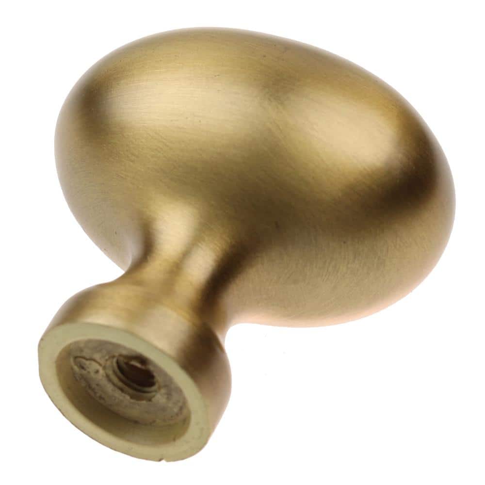 1-1/8 in. Dia Satin Gold Classic Oval Cabinet Knob (10-Pack) - Hercitys