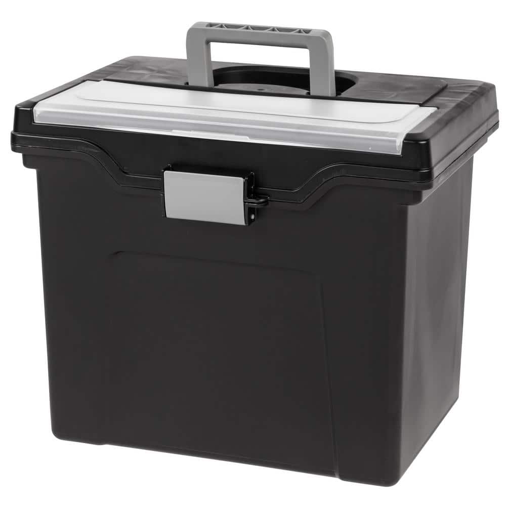 24 Qt. Portable Letter Size File Storage Box in Black - Hercitys