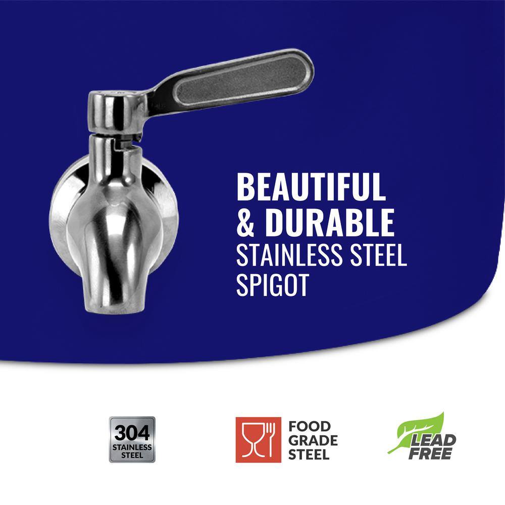 5 gal. Porcelain Ceramic Crock Beverage Serveware with Stainless Steel Faucet and Lid - Hercitys