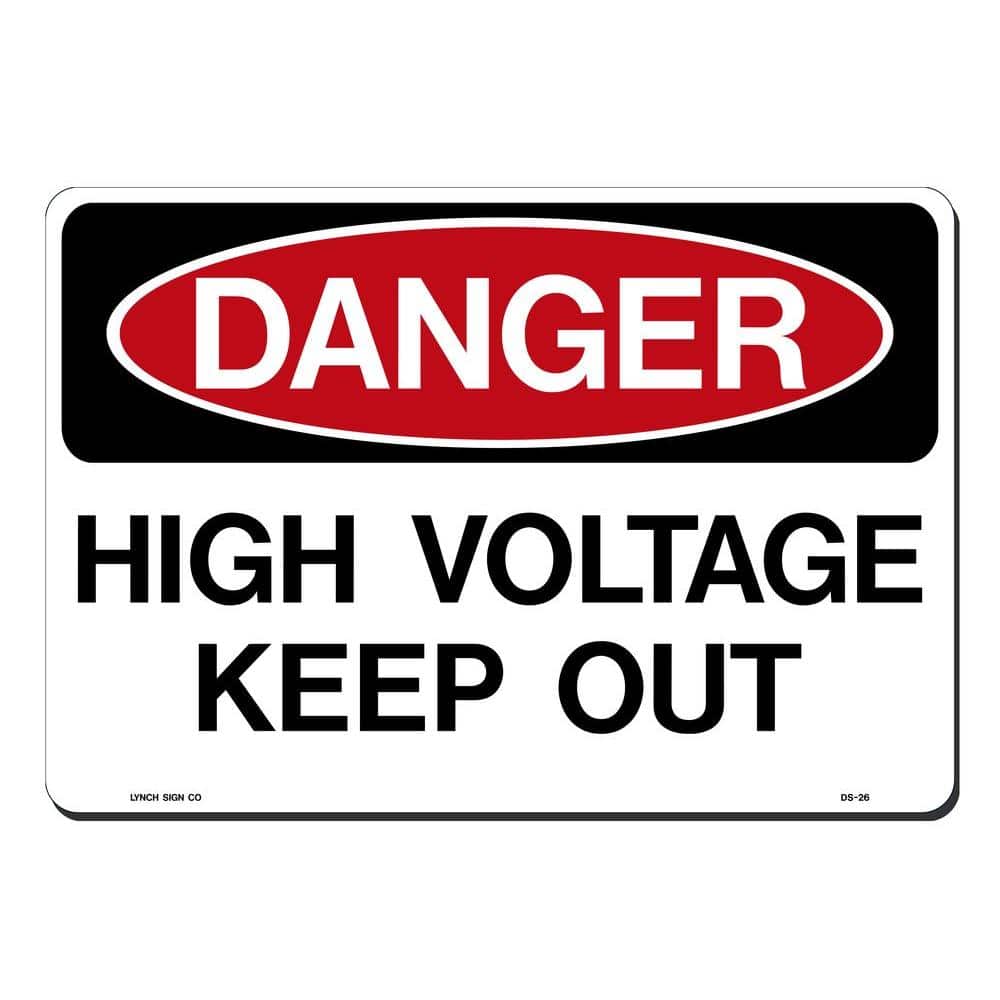 14 in. x 10 in. Danger High Voltage Sign Printed on More Durable, Thicker, Longer Lasting Styrene Plastic - Hercitys