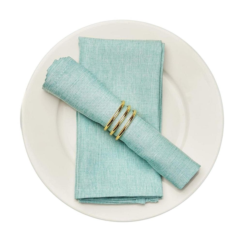 17 x 17 Inch Solid Washable Linen Style Napkins for Wedding Party Restaurant Dinner Parties (Turquoise Blue, Set of 6) - Hercitys