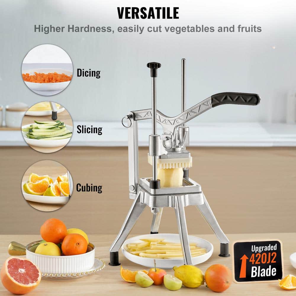4-Blade Commercial Choppe Stainless Steel Potato Dicer, Slicer French Fry Cutter Multi-Function Vegetable, Fruit Chopper - Hercitys