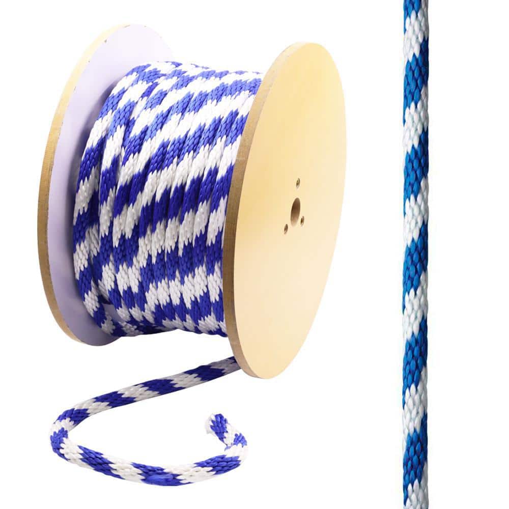 5/8 in. x 1 ft. Blue and White Solid Braided Polypropylene Rope - Hercitys