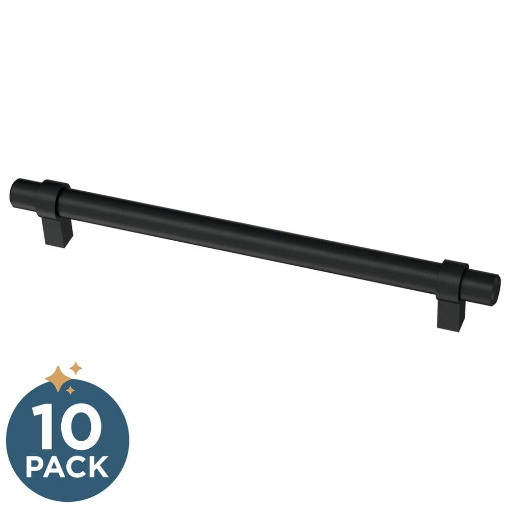 10-Pack Simple Wrapped Bar 7-9/16 in. (192 mm) Classic Matte Black Cabinet Drawer Pulls - Hercitys