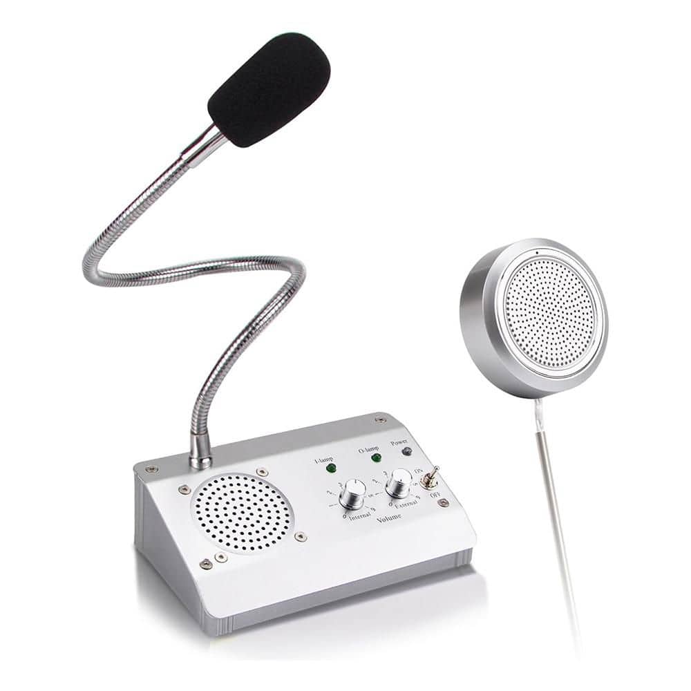 2-Way Intercom System with High Power Speaker and Microphone for Teller Windows in Banks and Offices - Hercitys