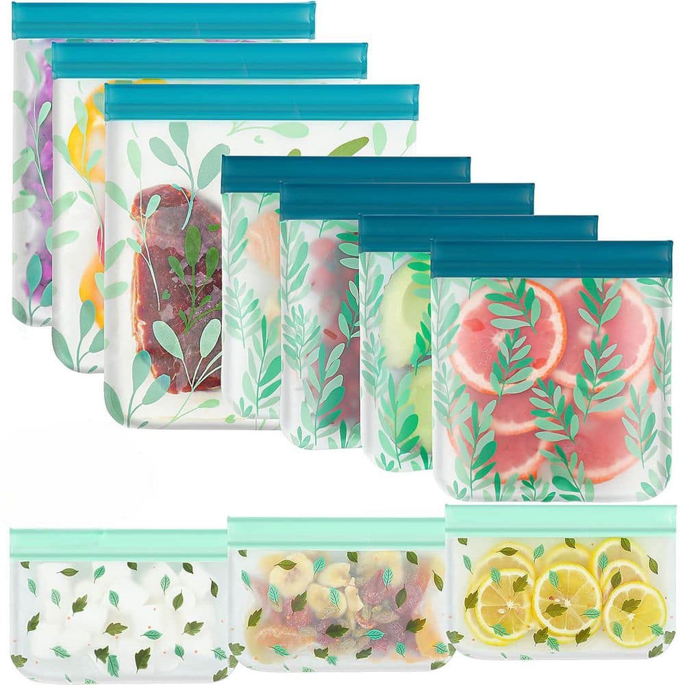 10-Pack Silicone Leakproof Reusable Freezer Bags Dishwasher Safe BPA-Free for Home Organization and Travel Food Storage - Hercitys