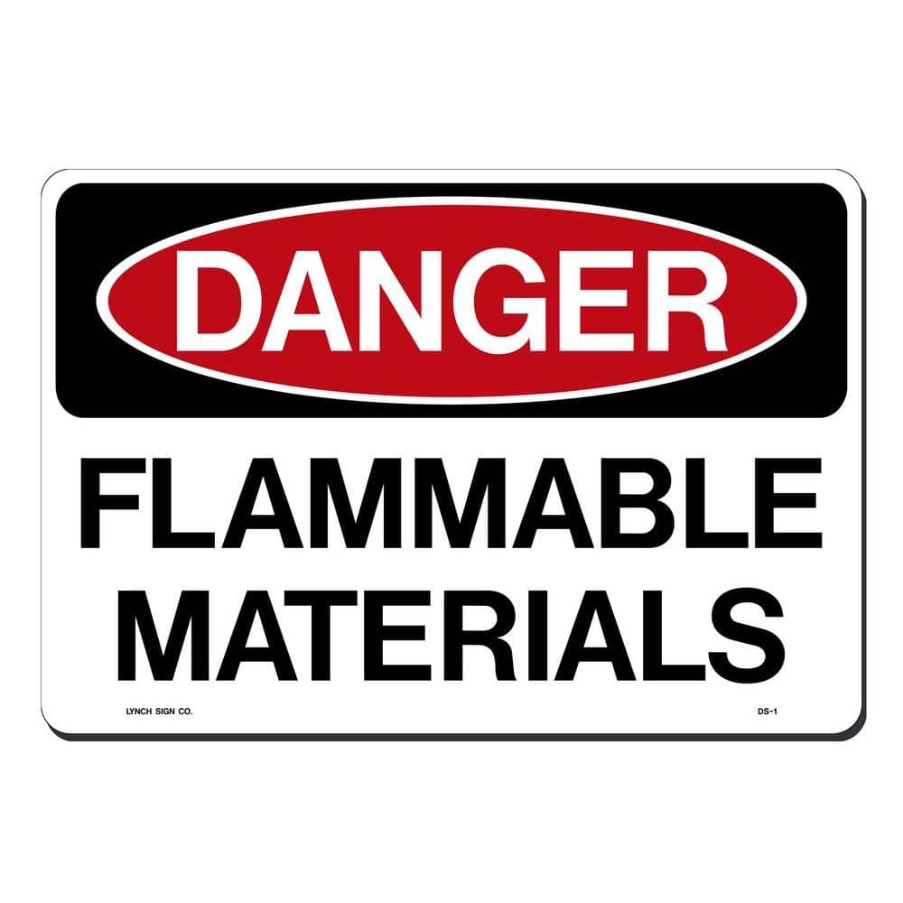 14 in. x 10 in. Danger Flammable Material Sign Printed on More Durable, Thicker, Longer Lasting Styrene Plastic - Hercitys