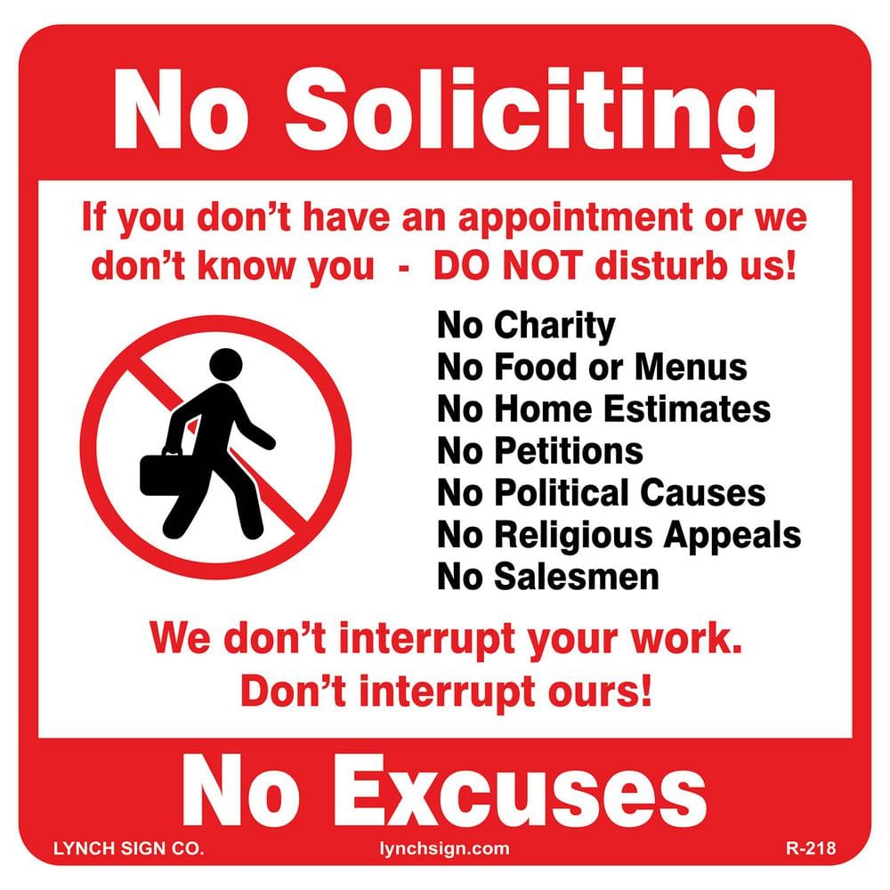 12 in. x 12 in. No Soliciting Sign Printed on More Durable Thicker Longer Lasting Styrene Plastic - Hercitys