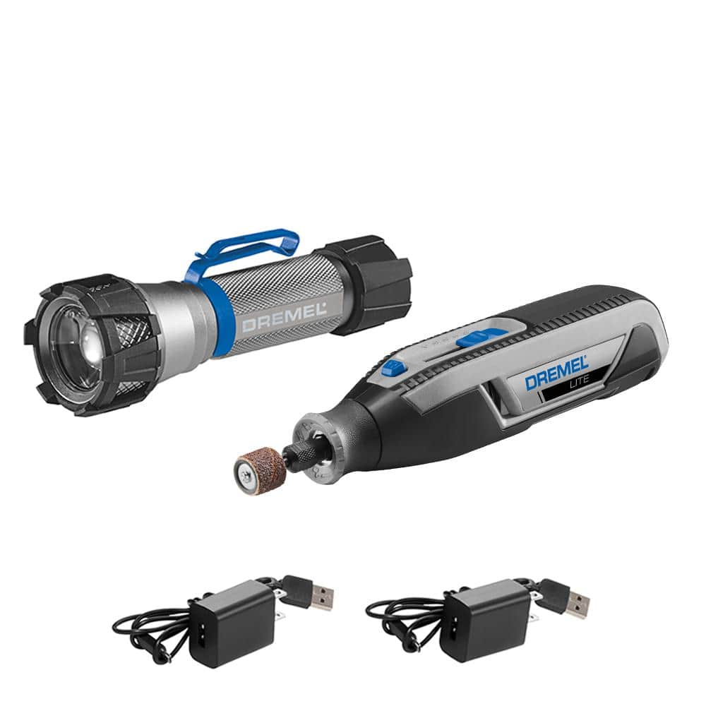 4V Cordless USB LED Flashlight with 7760 4V Variable Speed Li-Ion Cordless Rotary Tool Kit w/10 Accy - Hercitys