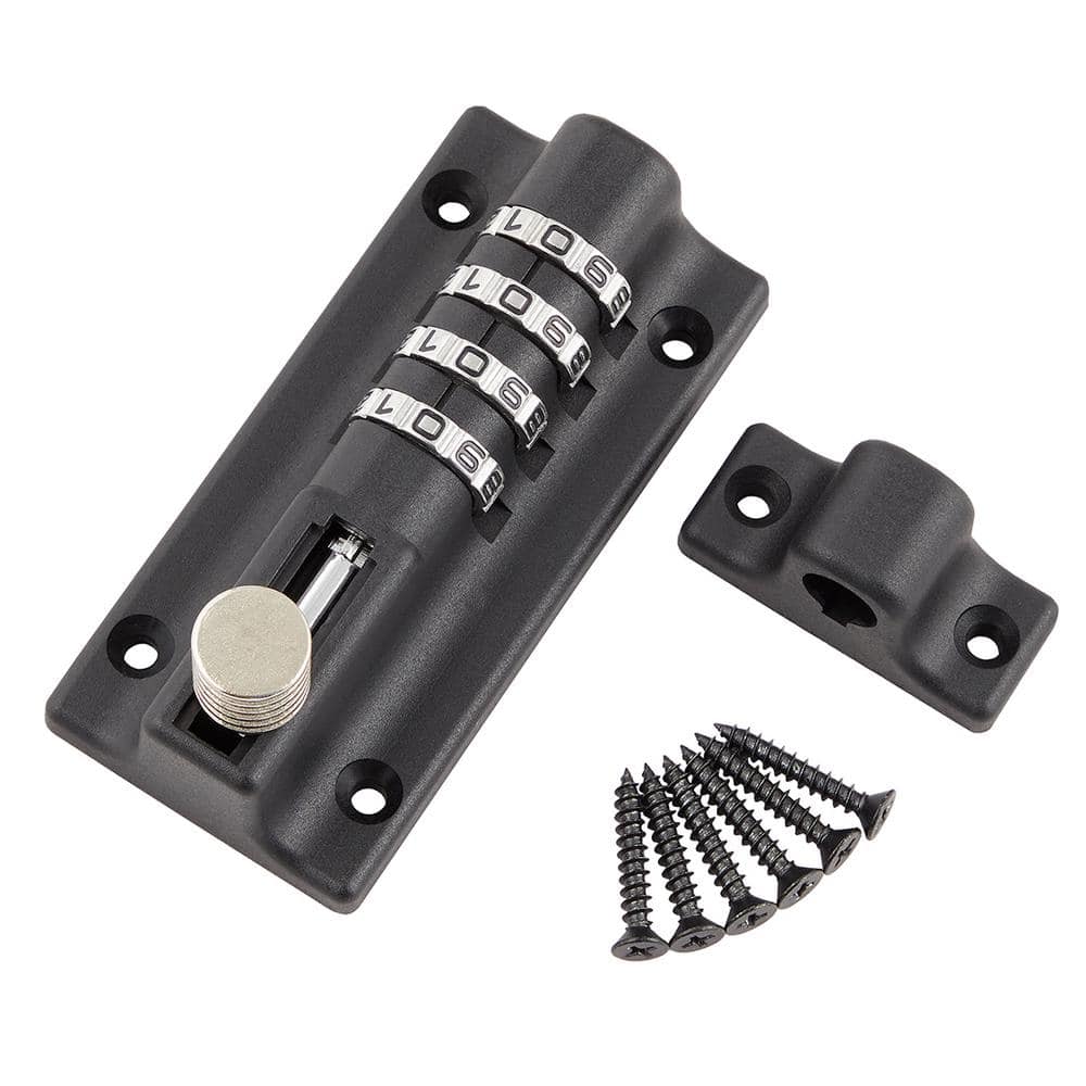 4 in. Black Combination Lock Barrel Bolt - Hercitys