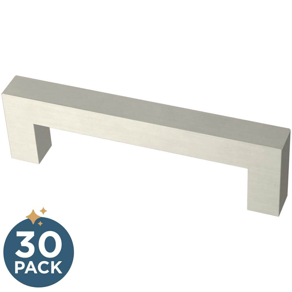 30-Pack Simple Modern Square 3-3/4 in. (96 mm) Modern Cabinet Drawer Pulls in Stainless Steel - Hercitys