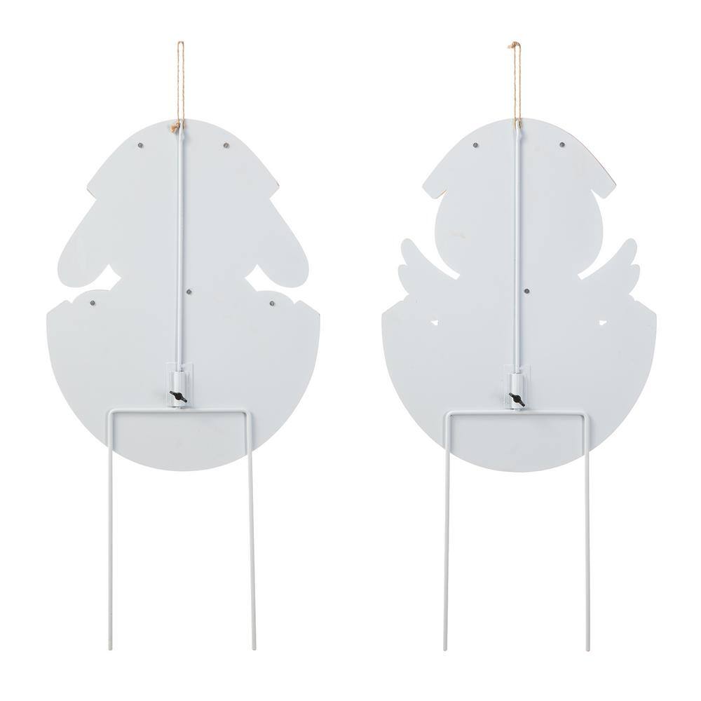 (Set of 2) 24 in. H Easter Metal Bunny&Chick Egg Yard Stake - Hercitys