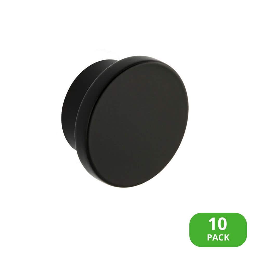 10-Pack Ethan 1-5/8 in. (41 mm) Modern Matte Black Round Oversized Cabinet Knob - Hercitys