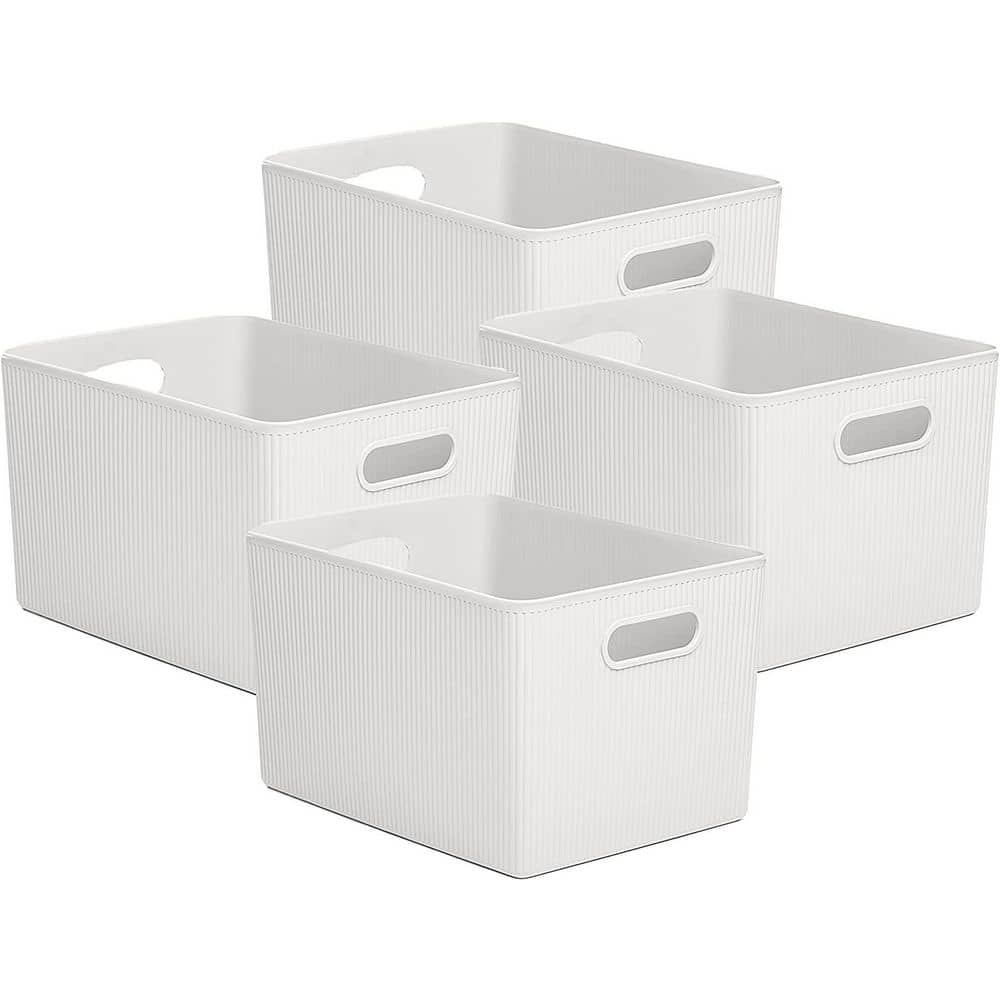 23 Qt. Plastic Storage Bin, Set of 4, White - Hercitys