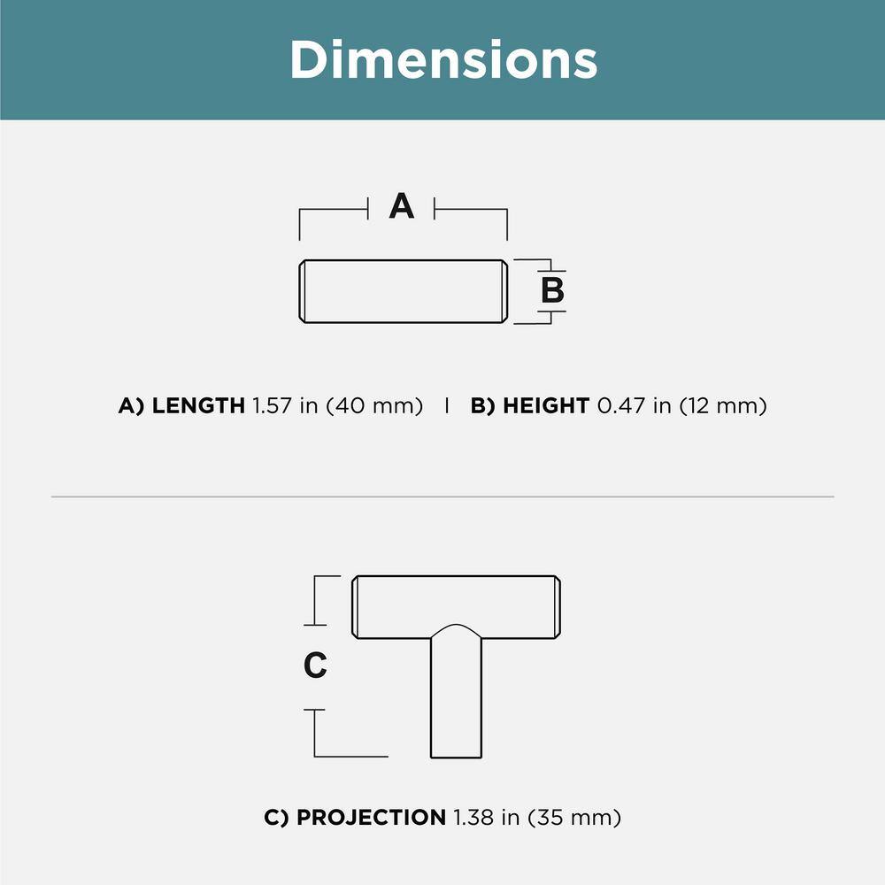 (24-Pack) Steel Bar 1-5/8 in. (41 mm) Modern Stainless Steel T-Shaped Bar Cabinet Knobs - Hercitys