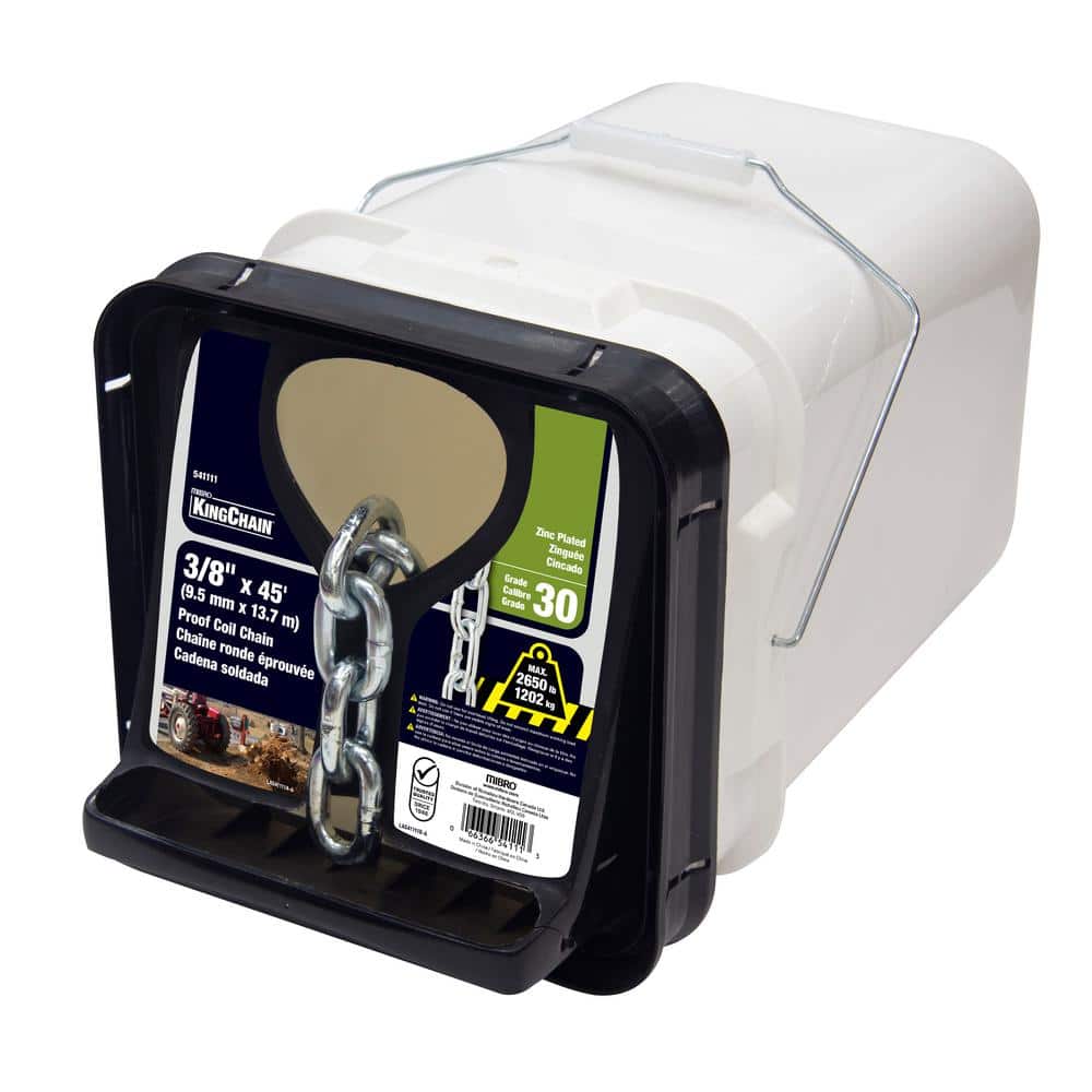 3/8 in. x 45 ft. Steel Zinc-Plated Grade 30 Proof Tested Coil Chain with 2650 lbs. Safe Working Load - Hercitys