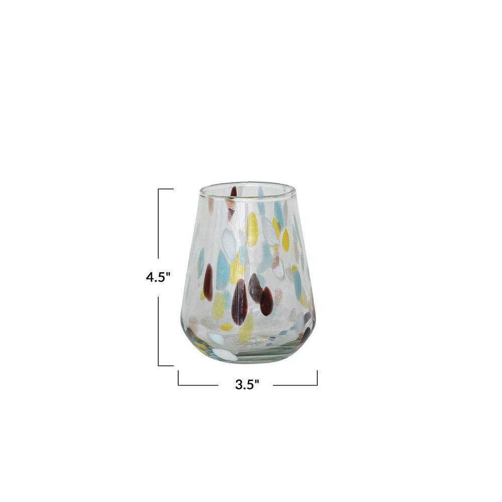 12.5 fl. oz. Blown Confetti Multicolor Glass Drinking Glass, (Set of 6) - Hercitys