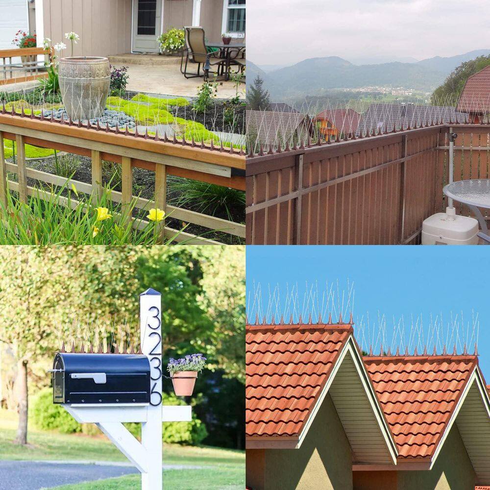 12in. x 0.75 in. Stainless Steel Bird Spikes Deterrent for Pigeons and Other Animals for Garden Fence and Wall (32-Pack) - Hercitys