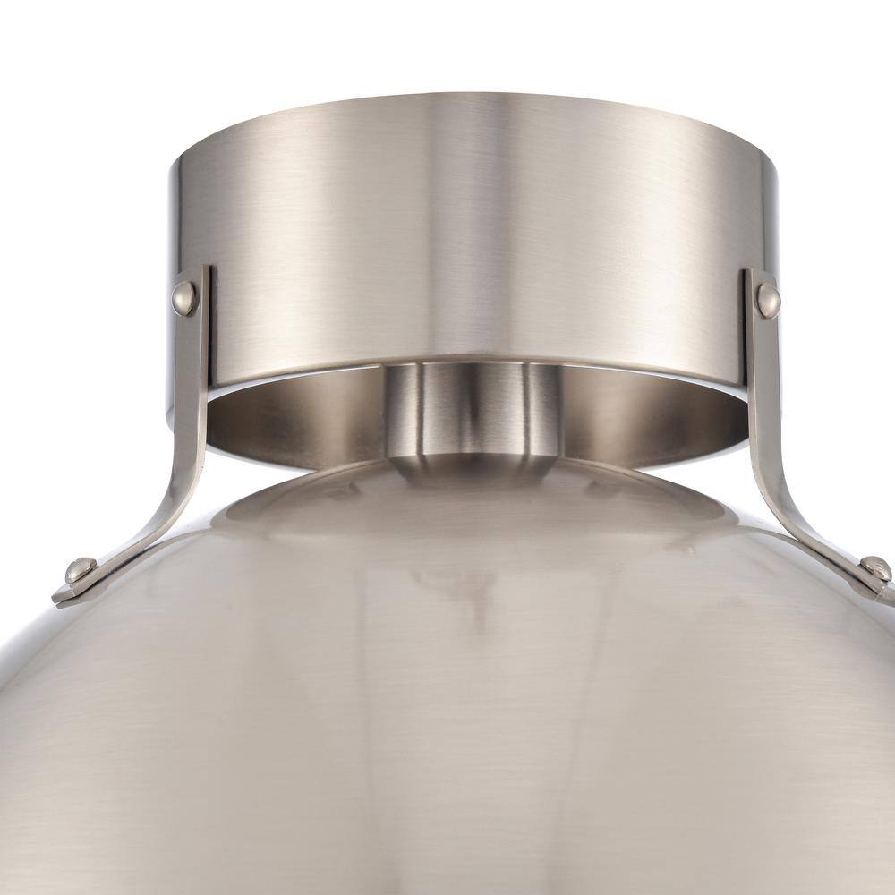 Zenith 12 in. W 1-Light Brushed Nickel Semi Flush Mount with Metal Shade - Hercitys