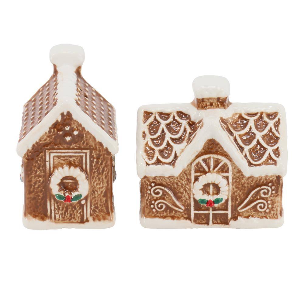 Ceramic Gingerbread House Salt and Pepper Shaker Set in Brown - Hercitys