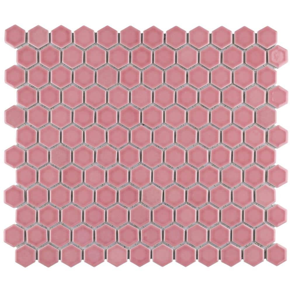 Tribeca 1 in. Hex Glossy Blush 10-1/4 in. x 11-7/8 in. Porcelain Mosaic Tile (8.6 sq. ft./Case) - Hercitys