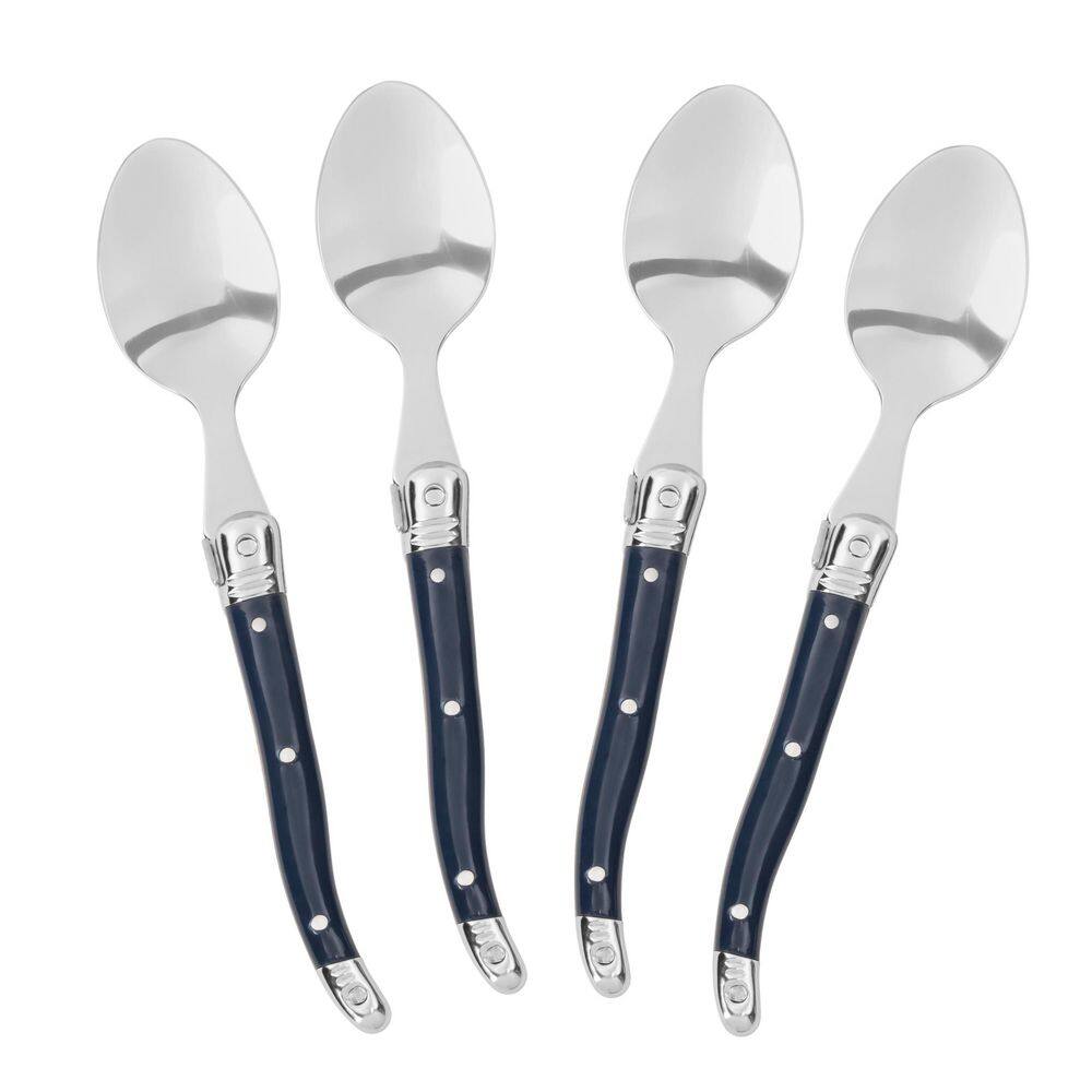 Laguiole Stainless-Steel Coffee Spoons with Navy Handles, Set of 4 - Hercitys