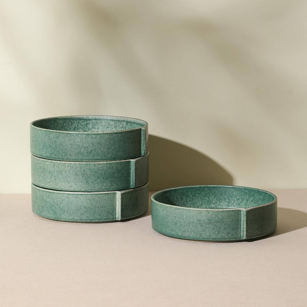 Bao 32 fl. oz. Green Stoneware Pasta Bowls (Set of 4) - Hercitys
