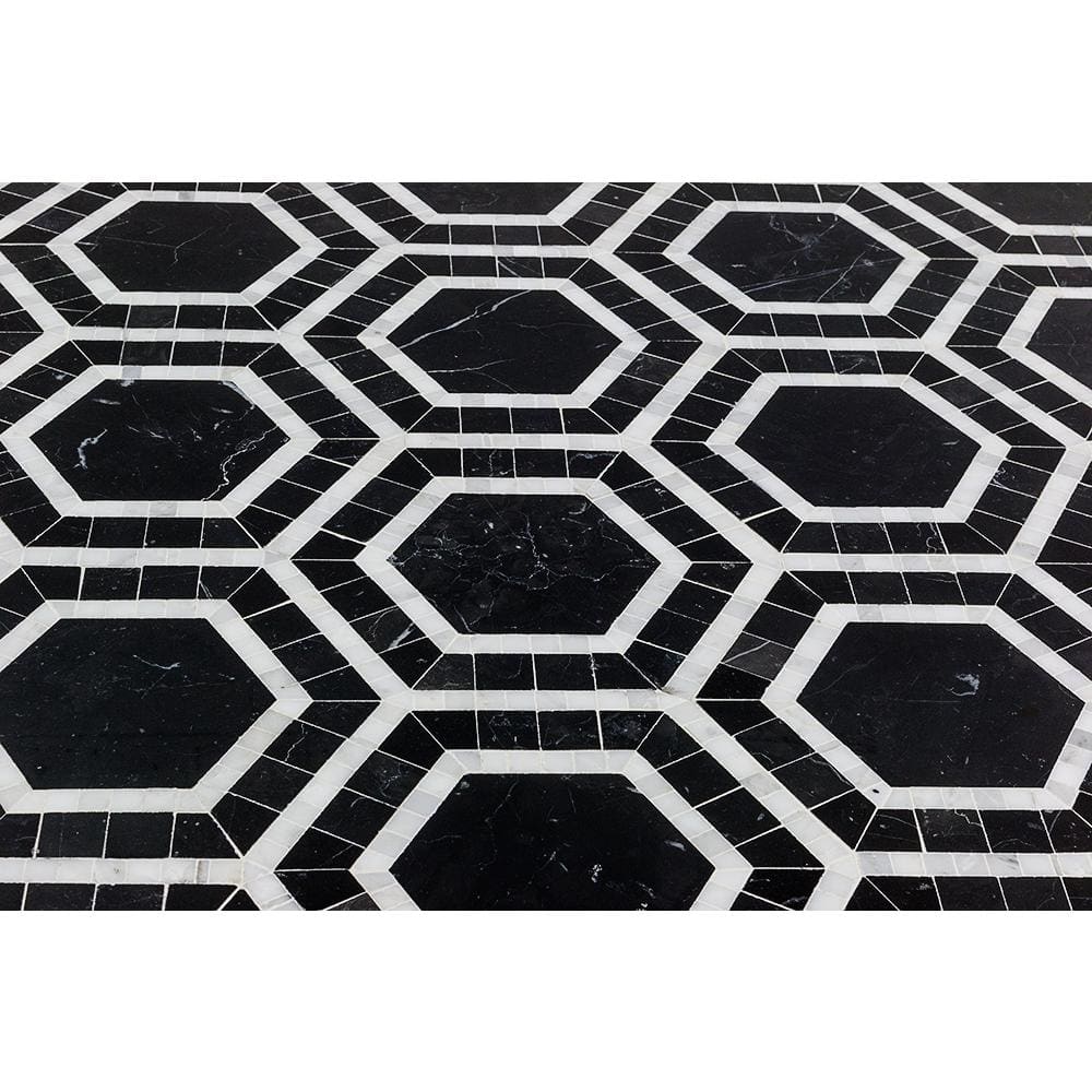 Zeta Nero 10-3/4 in. x 12-1/4 in. Polished Marble Mosaic Tile (0.91 sq. ft./ sheet) - Hercitys