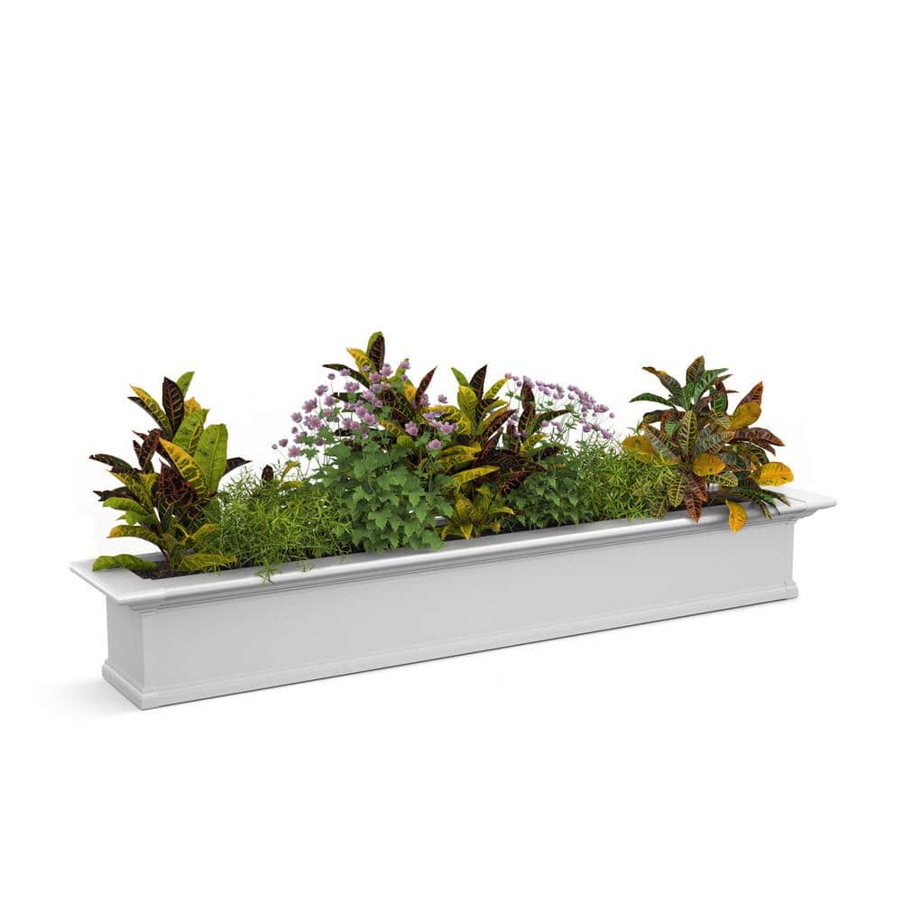 Yorkshire 72 in. x 12 in. Self Watering White Vinyl Window Box - Hercitys