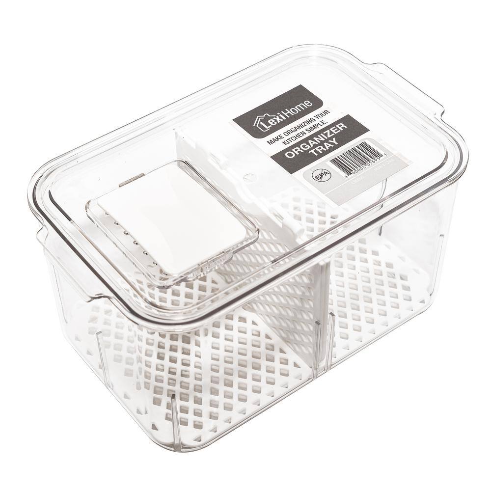 Acrylic Produce Food Storage Container Organizer with Divider and Vented Lids 3-Pack - Hercitys