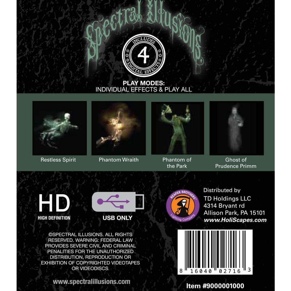 Spectral Illusions Phantoms and Wraiths Halloween Digital Decoration on USB with 5.5 ft. x 9 ft. gray screen - Hercitys