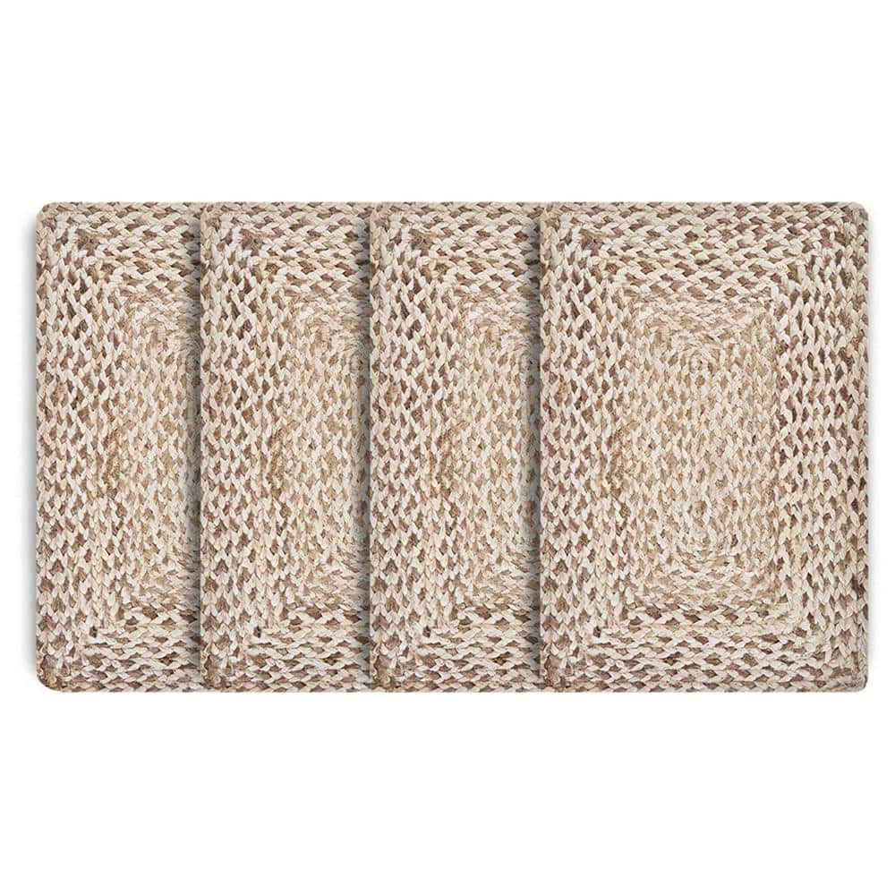 Woven Bleach/Natural 15 in. x 15 in. Square Organic Jute Placemat (Set of 4) - Hercitys