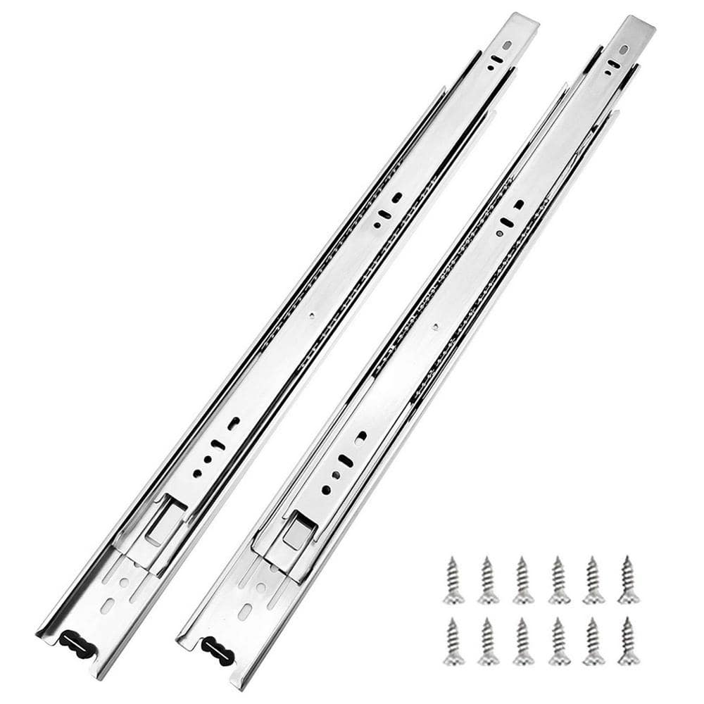 6-Pair 14 in. Cabinet Drawer Slides, 3-Section Full Extension Ball Bearing Side Mount Drawer Slides - Hercitys