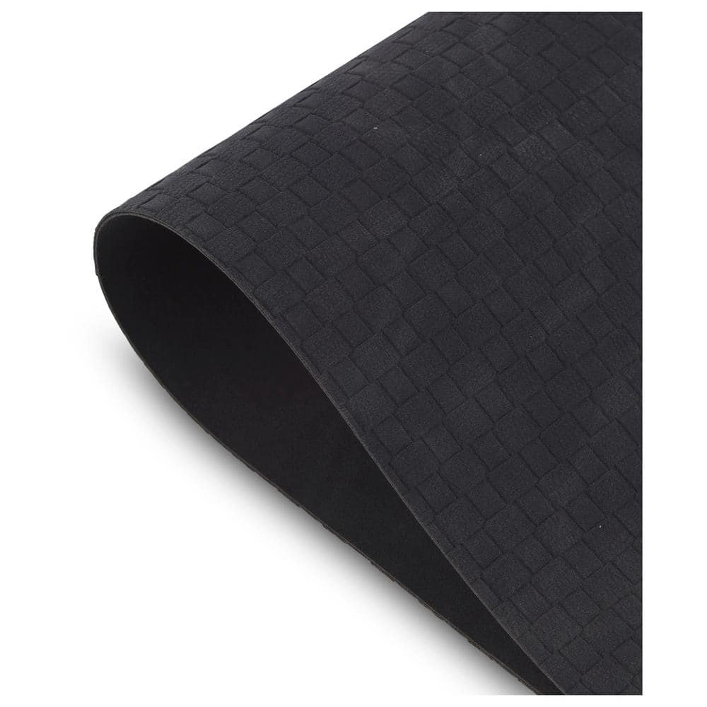 Sorrento 18 in. x 12 in. Black Cross Weave Reversible Vegan Leather Wipe Clean Placemat Set of 4 - Hercitys
