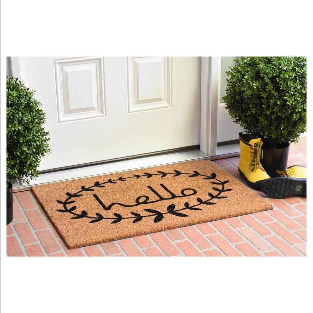 Calico Hello Doormat Multi-Colored 20 in. x 34 in. Indoor or Outdoor Doormat - Hercitys